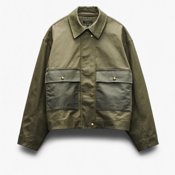 NWT RAG & BONE NONIE 2-IN-1 COTTON BARN JACKET GREEN S W REMOVABLE QUILTED LINER - Picture 2 of 16